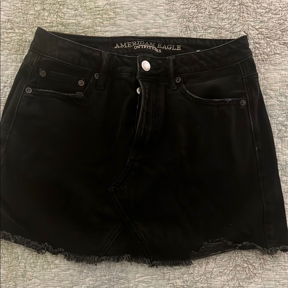 American Eagle Black Button-Up Skirt